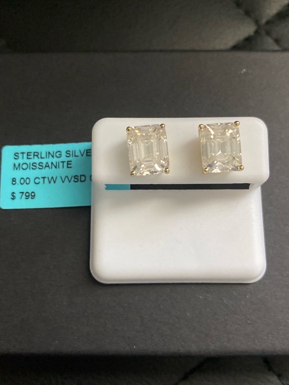 4 Carat Emerald Cut Moissanite Earrings